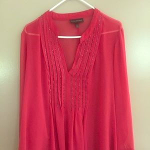 Lane Bryant long sleeve sheer red top